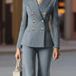 👗✨ Traje de Pico Doble a Rayas para Mujer – Elegante y Formal para Ocasiones Especiales, Estilo Sofisticado y Moderno 🌟💼