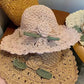 👒Elegant Crochet Straw Hat with Ruffle Detail