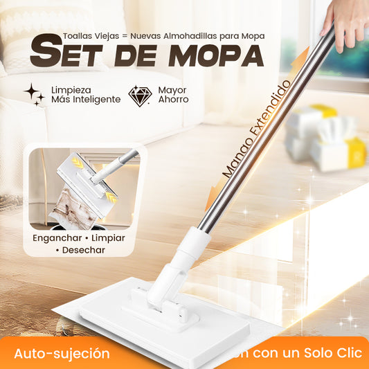 💥 ¡Último día! 40% de descuento 💥Fregona antipolvo desechable con 4 paños reutilizables.
