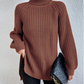 🔥Buy 2 free shipping🔥Cotton Turtleneck Raglan Sleeve Split Hem Sweater(50% OFF)