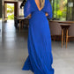 🔥SUMMER HOT SALE💃 Half Ruffled Sleeves Solid Color V-Neck Maxi Dresses