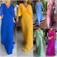 🔥SUMMER HOT SALE💃 Half Ruffled Sleeves Solid Color V-Neck Maxi Dresses