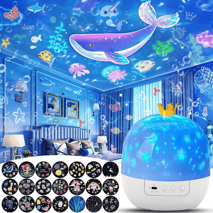 🌙 50% DE DESCUENTO ! ✨ Proyector Nocturno Infantil - 15 Películas con Luz Suave, Carga por USB, Ideal para Dormir o Jugar 🎥📦