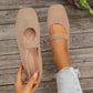 Zapatos tejidos estilo Mary Jane para mujer con tiras elásticas y diseño de punta cuadrada, bailarinas planas cómodas, adecuadas para usar en primavera y verano, elegantes pantuflas de mujer, diseño simple, mocasines de mujer livianos y cómodos.