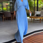 🔥SUMMER HOT SALE💃 Half Ruffled Sleeves Solid Color V-Neck Maxi Dresses