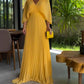 🔥SUMMER HOT SALE💃 Half Ruffled Sleeves Solid Color V-Neck Maxi Dresses