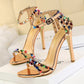 🔥Free Shipping - Women's Studded Open Toe Ankle Strap High Heels Sandals