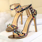 🔥Free Shipping - Women's Studded Open Toe Ankle Strap High Heels Sandals