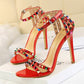 🔥Free Shipping - Women's Studded Open Toe Ankle Strap High Heels Sandals