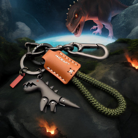 Dije de dinosaurio de aleación de aluminio combinado con una pulsera tejida a mano - 🔥Segundo artículo con un 40 % de descuento