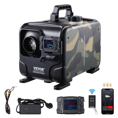Calentador diésel de 8 kW, calentador de aire diésel todo en uno de 12 V/24 V, control mediante aplicación Bluetooth, mando a distancia y pantalla, alarma de CO, calentamiento rápido.