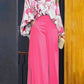 Women's Floral Shirt and Wide Legged Trousers with High Waist (1 Set)