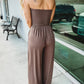 The latest off-shoulder waist jumpsuit