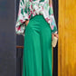 Women's Floral Shirt and Wide Legged Trousers with High Waist (1 Set)