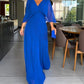 🔥SUMMER HOT SALE💃 Half Ruffled Sleeves Solid Color V-Neck Maxi Dresses