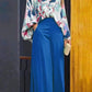 Women's Floral Shirt and Wide Legged Trousers with High Waist (1 Set)