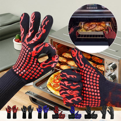Guantes para barbacoa duraderos, antideslizantes y resistentes al calor