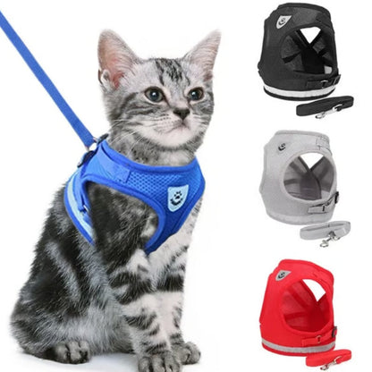 Adjustable Reflective Breathable Pet Vest Harness and Leash Set