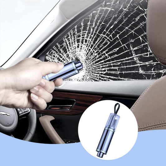 🚗 50% dto. Herramienta rompeventanas y cortacinturones para auto – cabeza de acero de tungsteno, mecanismo de resorte y tamaño llavero. ¡Escapa en segundos en una emergencia! ✨🛡️