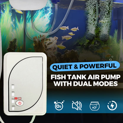 🐠 Mitad de precio por tiempo limitado: bomba de aire para acuarios silenciosa y potente con modo dual.
