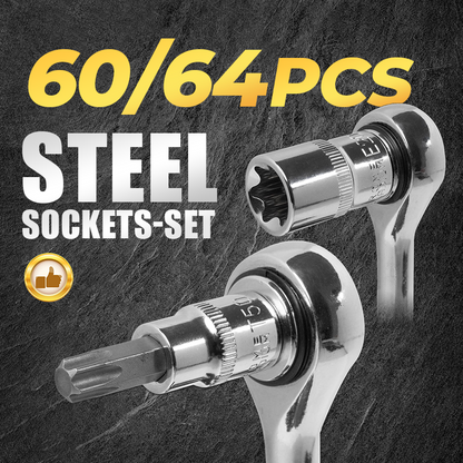 🔧 SCONTO DEL 50%! ⚙️ Set di bussole in acciaio CR-V - 32 pezzi con cricchetto, compatibile con la maggior parte di dadi e bulloni 🛠️📦