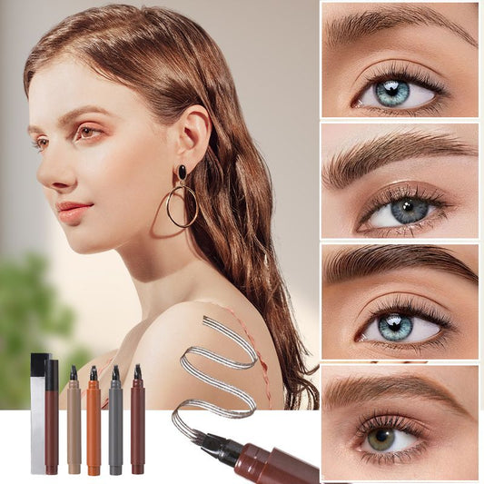 💖 Plumón Impermeable de Barba y Cejas de 4 Puntas – Definición Precisa y Natural ✨