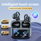 Auriculares inalámbricos de conducción ósea con clip para la oreja y pantalla táctil.