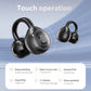 Auriculares inalámbricos de conducción ósea con clip para la oreja y pantalla táctil.