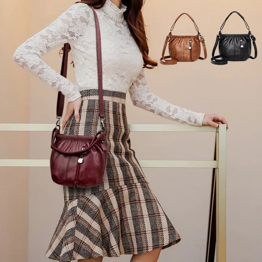 🔥Por tiempo limitado 50% de descuento🔥  Bolso sencillo y a la moda de hombro de cuero suave con forma de cubo