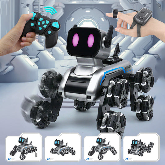 🤖🦾 Perro robot con control remoto y detección de gestos | Coche de acrobacias programable con luces y música🎧🎮 El regalo perfecto para niños a los que les encanta el aprendizaje STEM y el juego interactivo: robótica genial para mayores de 6 años