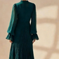 Vestido Midi de mujer con escote en forma de ojal de cerradura y volantes
