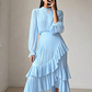 Vestido Midi de mujer con escote en forma de ojal de cerradura y volantes