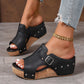 Sandalias de plataforma con cuña y punta abierta para mujer