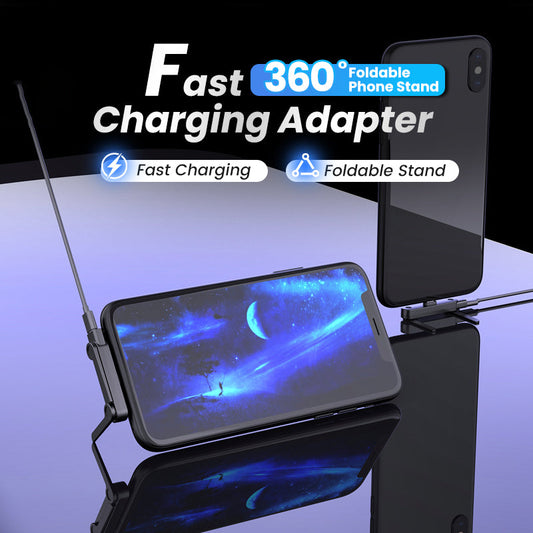 Adaptador de carga rápida con soporte plegable para teléfono de 360° 📱⚡