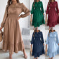 👗¡Nueva llegada 40% de descuento! 🥰Vestido largo de manga larga con volantes y volantes para mujer