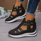 Sandalias de cuña transpirables de moda para mujer con cierre de cremallera lateral
