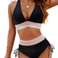 👙🎨 Conjunto Bikini Cintura Alta – Control de Abdomen, Bloques de Color y Look Súper Favorecedor 🌊✨