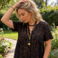 Vestido largo de mujer con cuello en V y estampado de leopardo