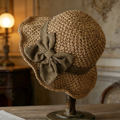 🌞Elegante Sombrero de Paja Tejida con Lazo