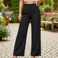 Pantalones casuales de pierna ancha para mujer en color sólido