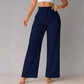 Pantalones casuales de pierna ancha para mujer en color sólido