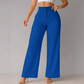 Pantalones casuales de pierna ancha para mujer en color sólido