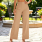 Pantalones casuales de pierna ancha para mujer en color sólido