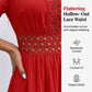 Vestido elegante con cuello en V con corte de encaje Detalles