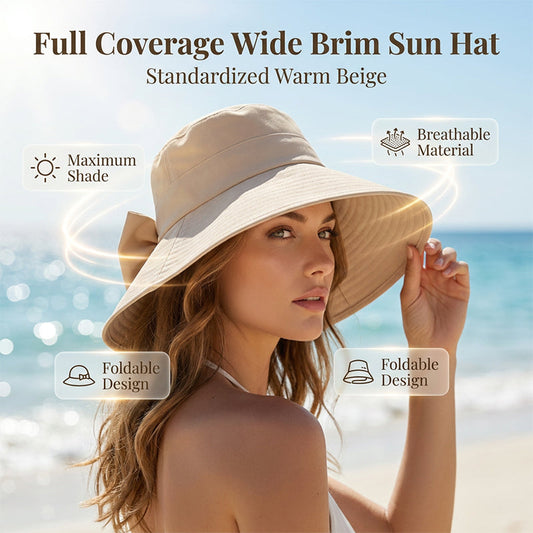 Mujeres Bowknot ancho borde sombrero protector del sol