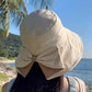 Mujeres Bowknot ancho borde sombrero protector del sol