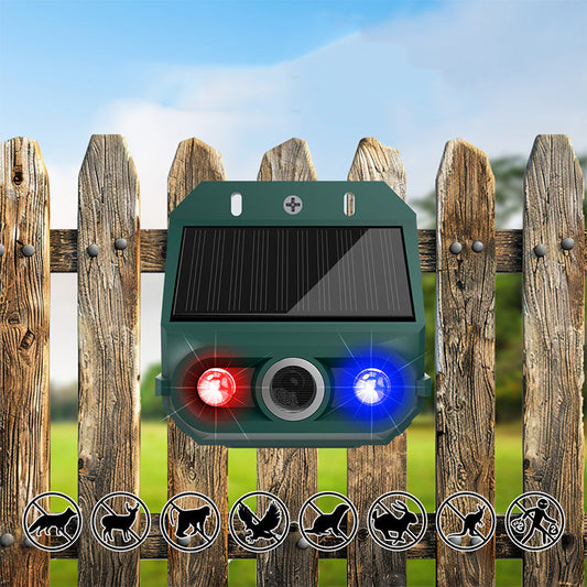 🥳¡VENTA CALIENTE 2026!🌳🔊Repelente solar para animales – Ultrasonido + luz intermitente. Resistente a la intemperie, protección 24/7. 🏡💚