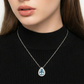 Elegante collar con colgante en forma de lágrima azul para mujer