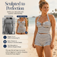 Conjunto de dos piezas de tankini con cuello halter a rayas para mujer