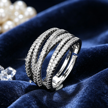 💫 Anillo cruzado ajustable de varias filas 💥